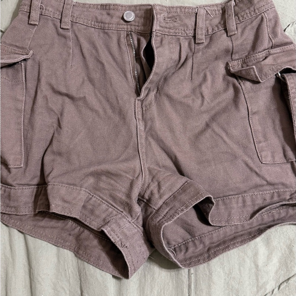 Angel Kiss Brown Cargo Shorts Lightweight Cotton Casual